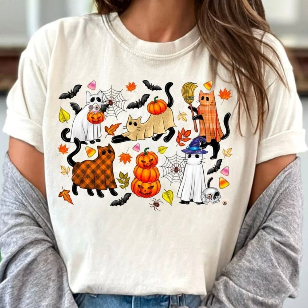 Cat Halloween, Ghost Cat, Halloween Cat Shirt